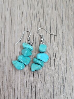 Turquoise Chip Dangle Earrings - Women Jewelry